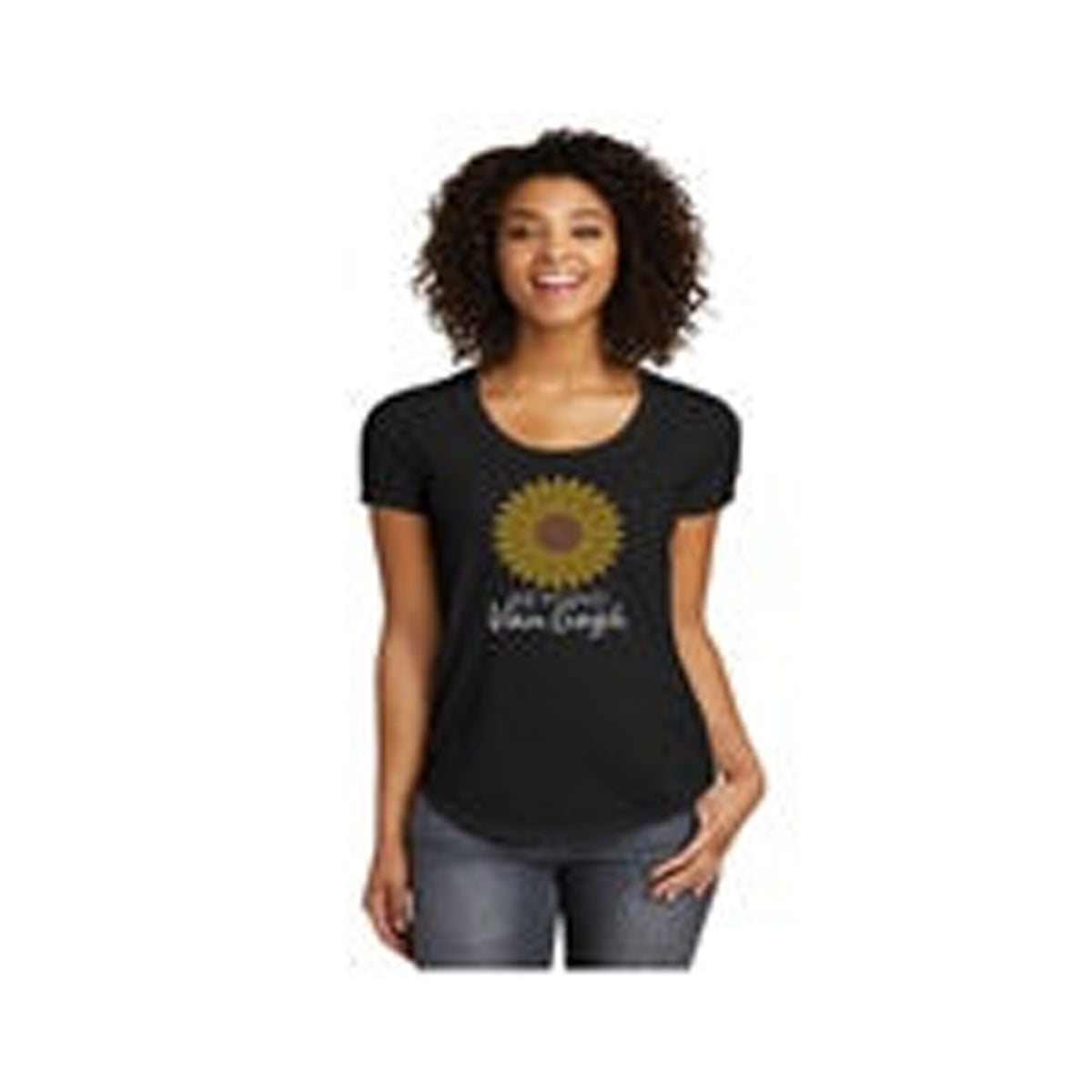 Rhinestone Sunflowers Ladies T-Shirt - Black