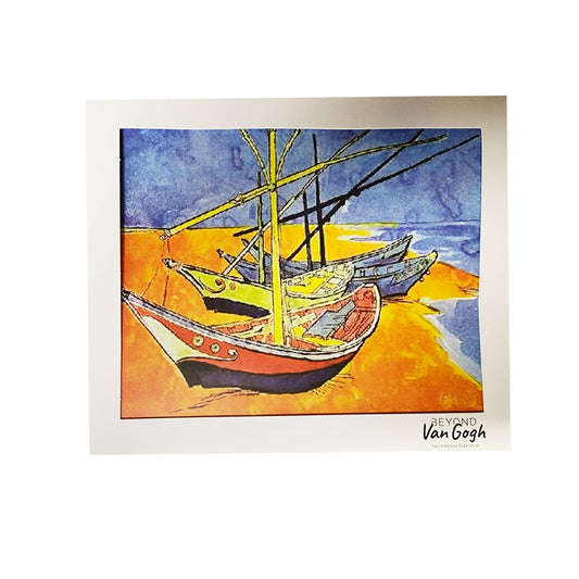 Fishing Boats on the Beach at Saintes-Maries Matted Print 8x10